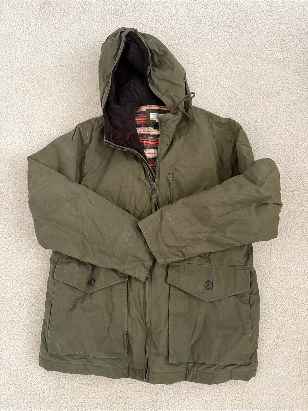 Wallace & Barnes Olive Hooded Utility Jacket